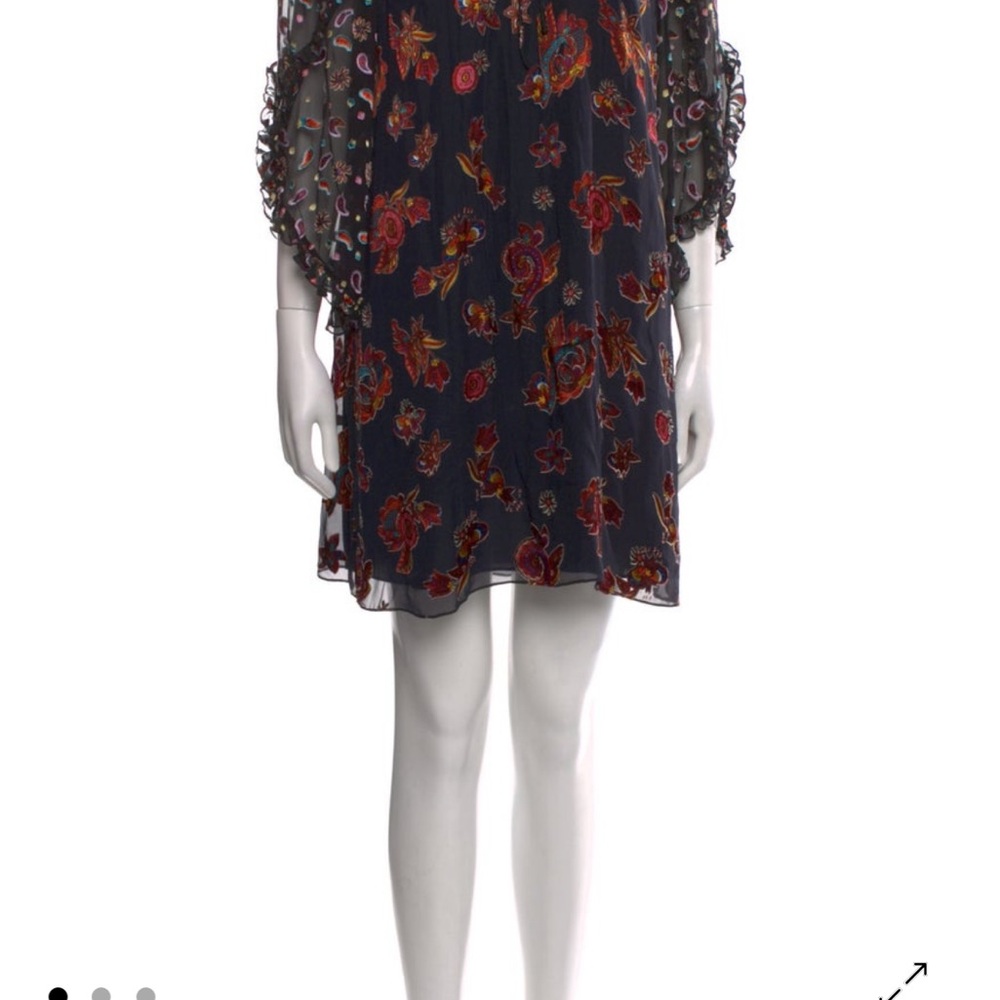 Alice + Olivia Floral Midi Dress - Navy and Red